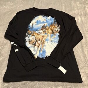 NWT Alaska Long Sleeve T-Shirt Men's Large Trail Sled Dog Race Black